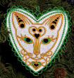 heart-shaped cat motif ornament