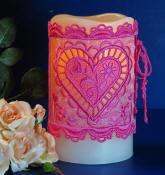 Heart Motif Candle Wrap with Organza