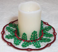 Holly Doily as Candle Holder